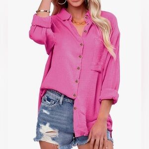 Pink Button-Up Women's Top